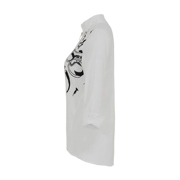 Women's White Blouse Size XS Zip Up 3/4 Sleeve Dressy Hi-Low NWT Ever Sassy - Picture 2 of 5